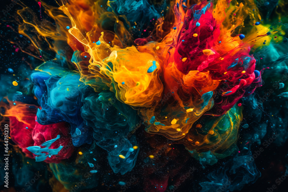 Obraz premium Colorful abstract art created with paint and water. AI Generated
