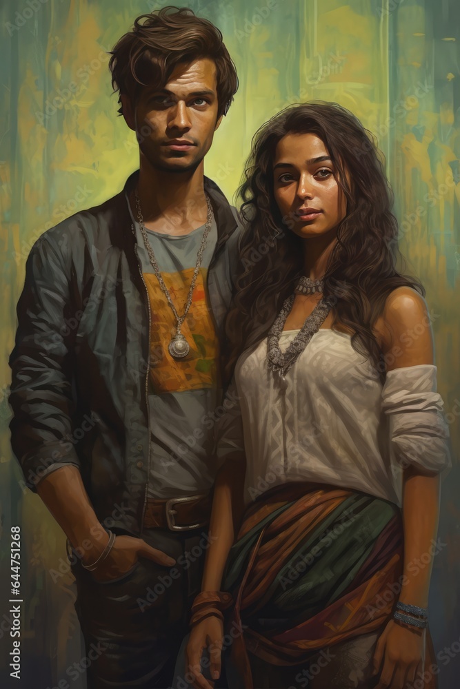 Fictional Character Created By Generated AI.Portait of an Attractive Young Man and Woman Fictional Character Created By Generated AI.Portait of an Attractive Young Man and Woman