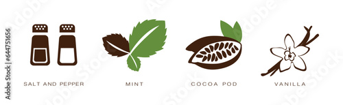 Spice and Herbs for Culinary and Cooking Vector Set