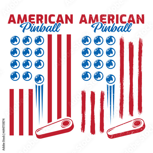 Set American Pinball Vintage Retro Vector Badge Emblem Logo  for Banner, Poster, Flyer, Website, Social Media