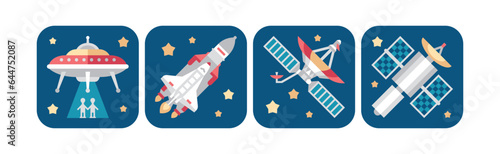 Space and Galaxy Icon as Universe Discovery Vector Set