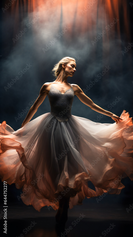 Fototapeta premium Graceful Ballet Performance. Ballerina in the Spotlight