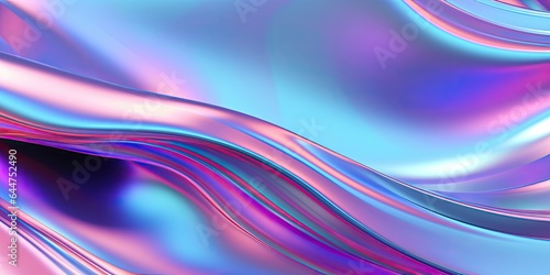 Abstract metallic holographic fluid wavy background for futuristic background