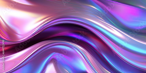 Abstract metallic holographic fluid wavy background for futuristic background