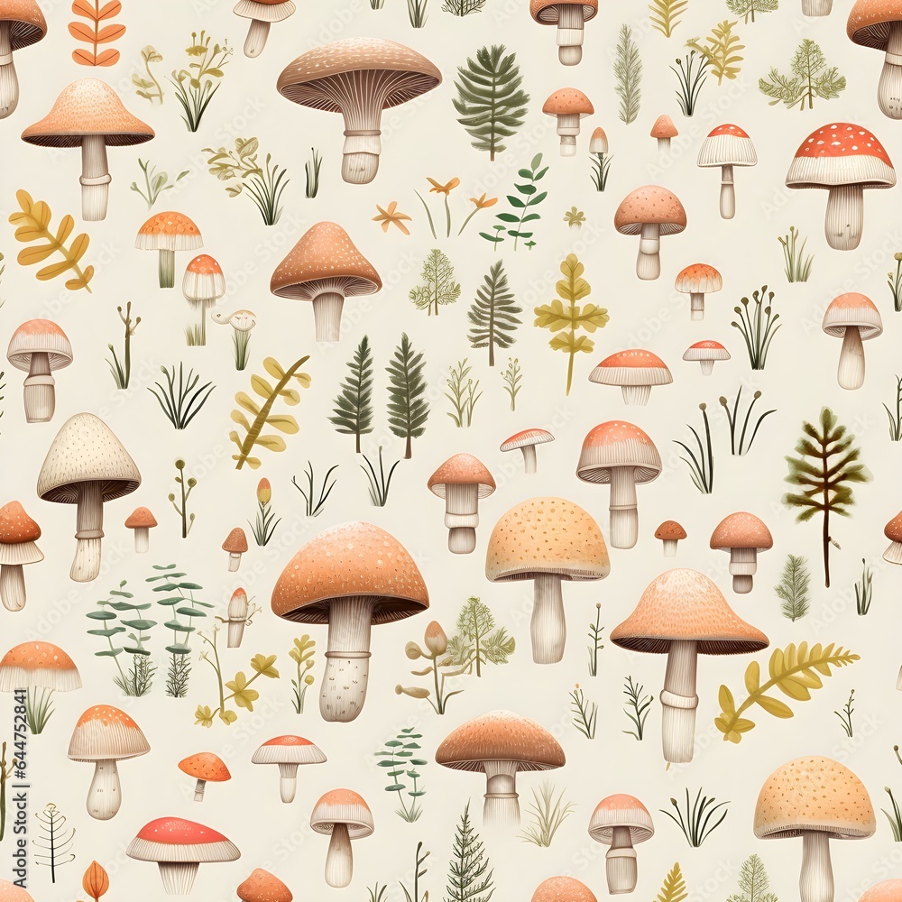 Pilz Muster, Herbst Muster, nahtlos, Nahtlosmuster, Hintergrund, Blätter, Laub, Pilze, Wald, zauberhaft Pilz Muster, Herbst Muster, nahtlos, Nahtlosmuster, Hintergrund, Blätter, Laub, Pilze, Wald, zauberhaft