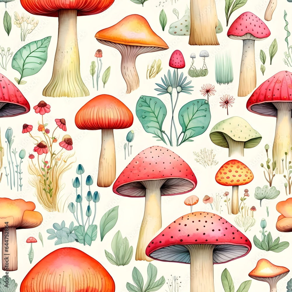 Pilz Muster, Herbst Muster, nahtlos, Nahtlosmuster, Hintergrund, Blätter, Laub, Pilze, Wald, zauberhaft Pilz Muster, Herbst Muster, nahtlos, Nahtlosmuster, Hintergrund, Blätter, Laub, Pilze, Wald, zauberhaft