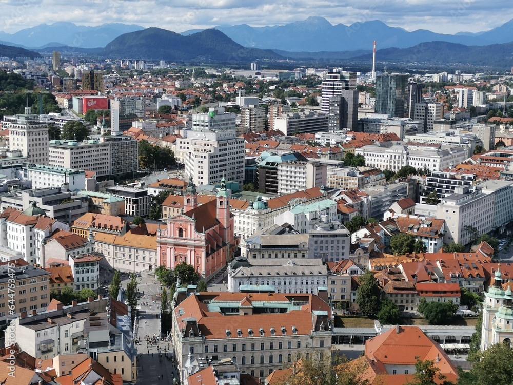 Obraz premium Aerial view of Ljubljana, capital of Slovenia