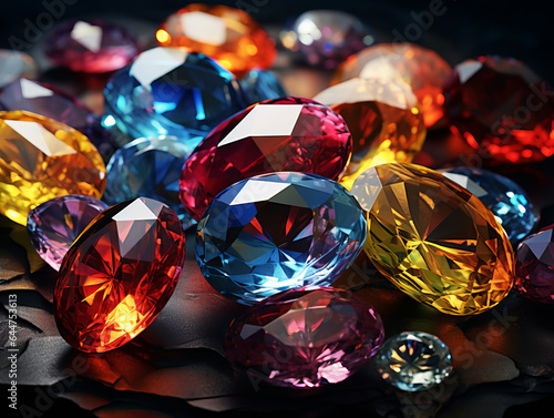 Colourful precious gemstones 
