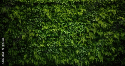 Fresh green plant leaves on wall for photo backdrop.