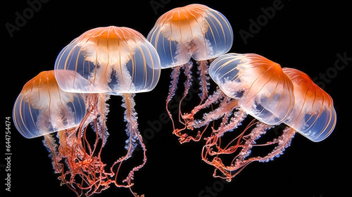 Colorful jellyfish floating in water. AI Generated