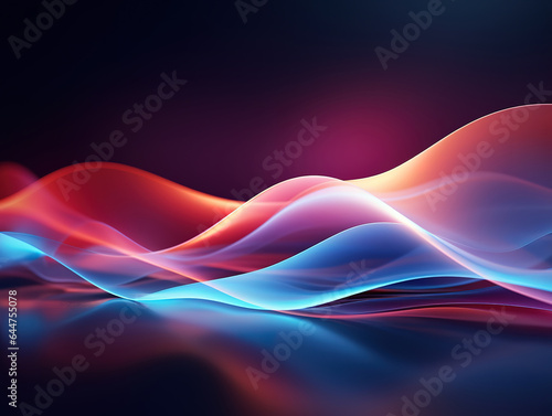 Technology digital wave background concept, Wavy minimal lights background. Generative Ai