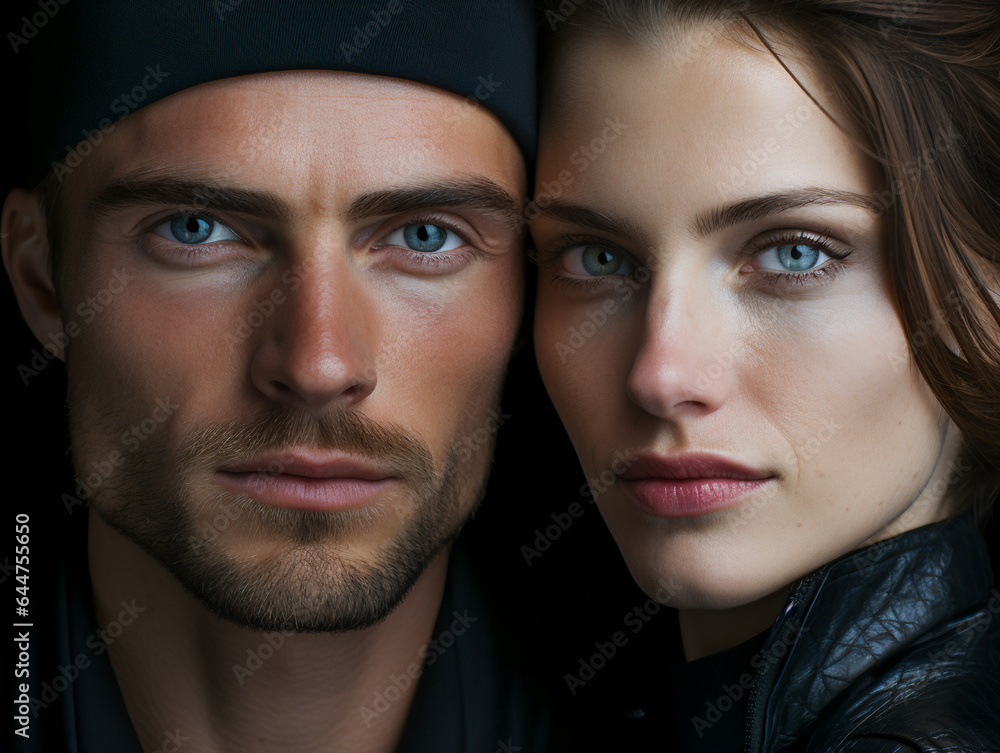 Elegant Couple's Portrait on a Dark Background Elegant Couple's Portrait on a Dark Background