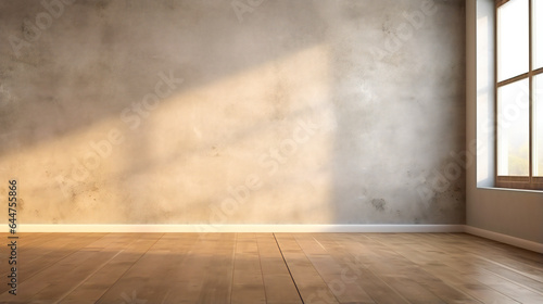 Captivating Sunlight. Interior with Empty Wall and Floor