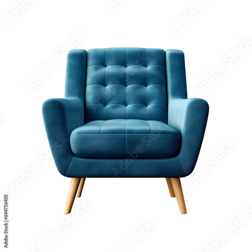 Designer chair blue, isolated on transparent background