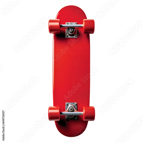 red skateboard top view, isolated on transparent background