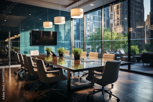 Office Boardroom With A Sleek Design, Generative AI.