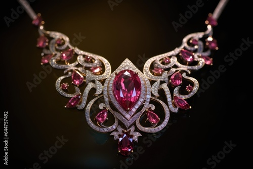 Dazzling Necklace with Pink and White Diamonds