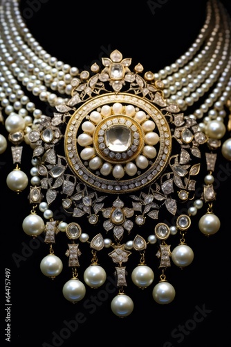 Amazing Necklace with Precious Stones and Pearls
