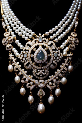 Dazzling pearl necklace with a hint of diamond elegance