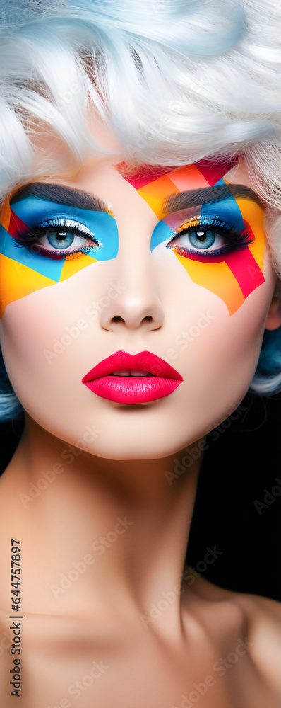 Fototapeta premium Fashionista Portrait with Glamorous Makeup. Girl with Bold Makeup