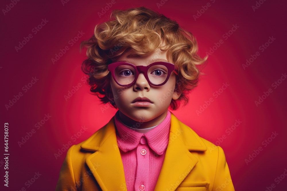Fictional Character Created By Generated AI.The Little Boy with Glasses