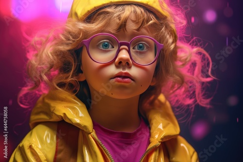 Fictional Character Created By Generated AI.The Bright-Eyed Glasses-Wearing Kid