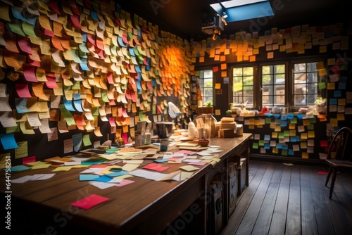 Wall Covered With Sticky Notes, Generative AI