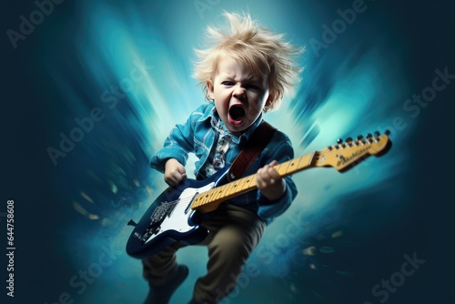 Little Boy Rocks Out on Electric Guitar