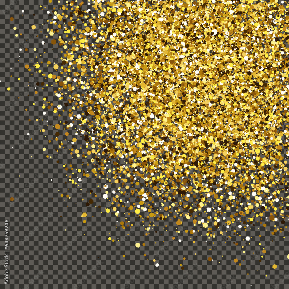 Gold glittering dust on transparent backdrop Gold glittering dust on transparent backdrop