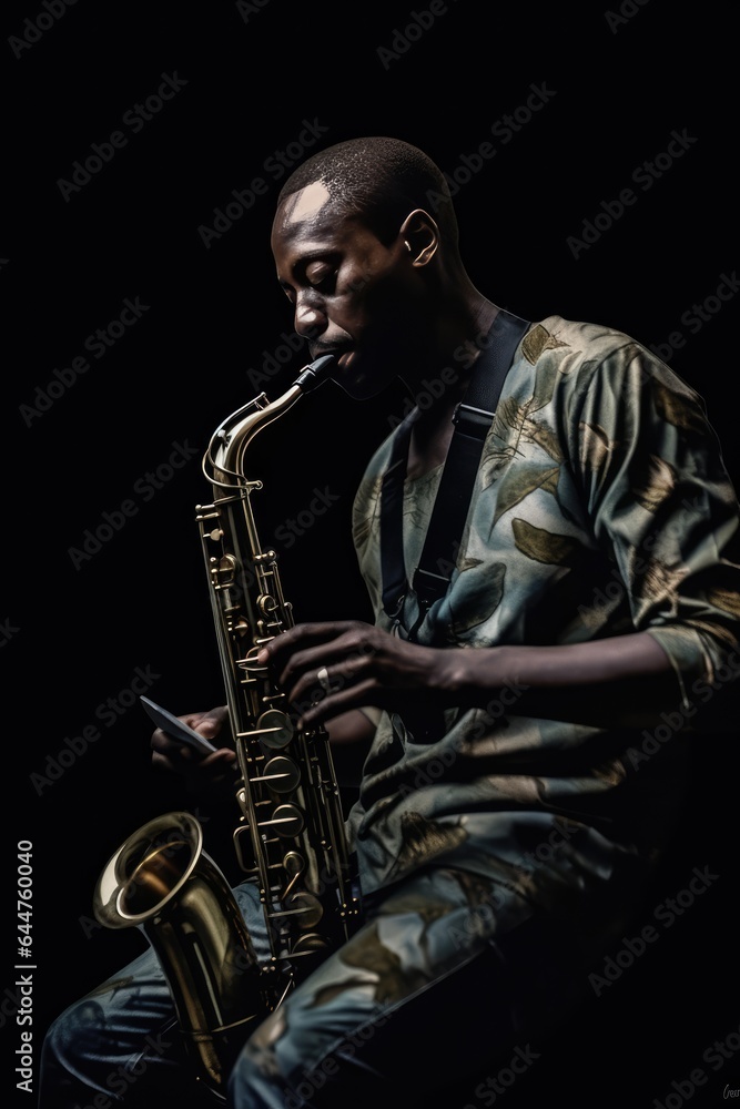 Naklejka premium Fictional Character Created By Generated AI.The Musician's Passion