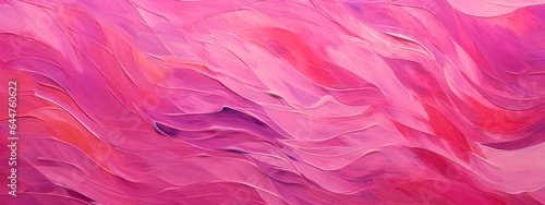 Closeup of abstract rough colorful pink colors art painting texture background wallpaper, with oil or acrylic brushstroke waves, pallet knife paint on canvas