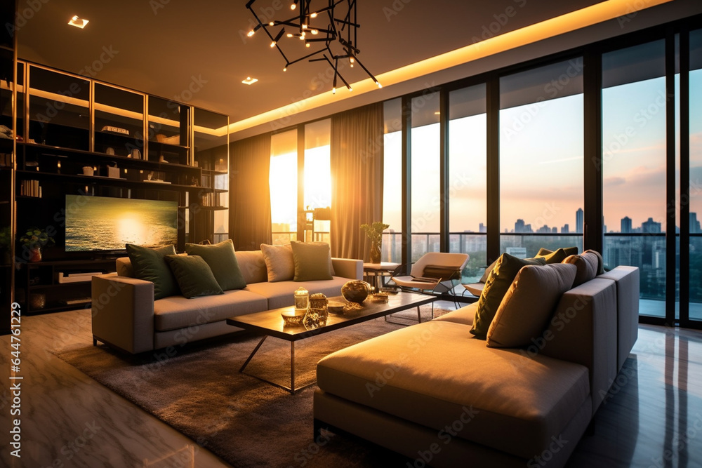 Beautiful futuristic design of living room