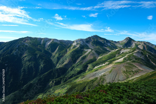 白馬岳。北アルプスの絶景トレイル。日本の雄大な自然。