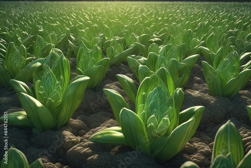 field of fresh green grassgreen field of tulips in springfield of fresh green grass photo