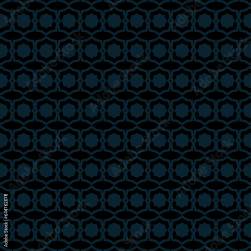 Seamless geometric pattern design illustration. In blue black colors. Vector illustration