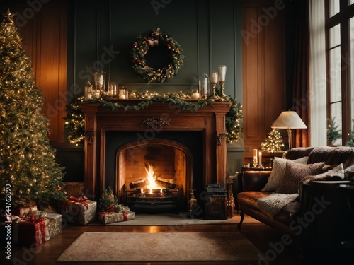 Cozy Holiday Hearth: Festive Christmas Decor in a Warm Living Room