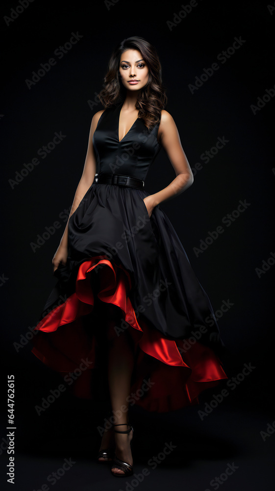 Fashion Portrait on a Dark Background. Beautiful Woman Posing on Black Fashion Portrait on a Dark Background. Beautiful Woman Posing on Black