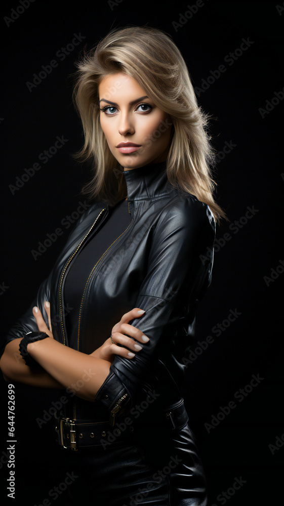 Fashion Portrait on a Dark Background. Beautiful Woman Posing on Black Fashion Portrait on a Dark Background. Beautiful Woman Posing on Black