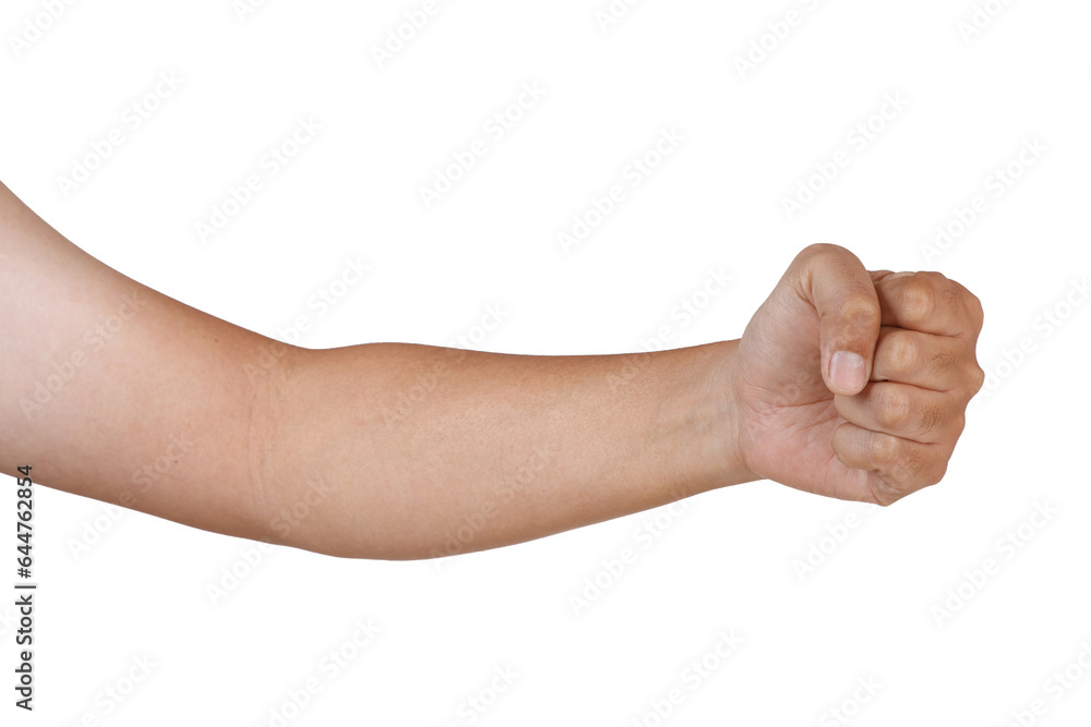 Male asian hand gestures isolated over the white background. Fist. Male asian hand gestures isolated over the white background. Fist.