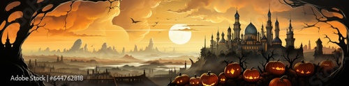 Halloween Night Illuminated in Eerie Illustration