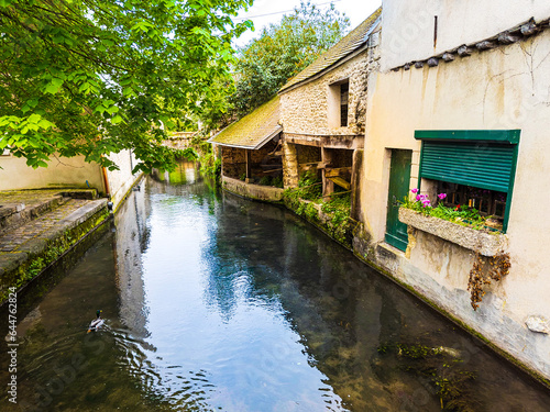 Street view of old village Etampes in France