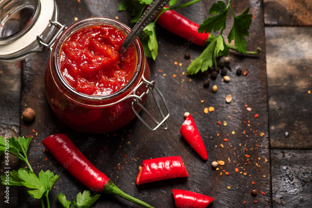 Homemade chili sauce - obrazy, fototapety, plakaty 