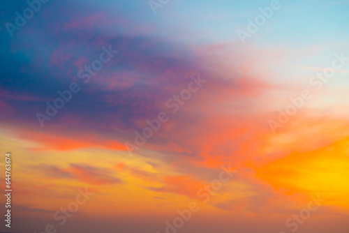 Bright orange and yellow colors sunset sky © EwaStudio
