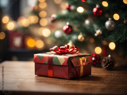 Wallpaper Mural Festive Surprise: Tied Bow on Gift Box with Christmas Decoration Torontodigital.ca