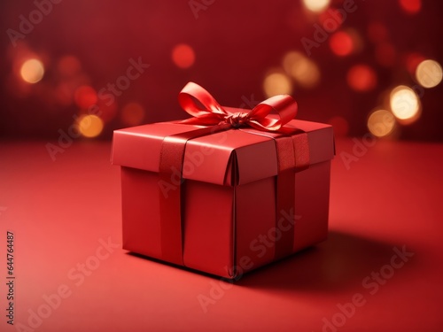 Wallpaper Mural Festive Gift Box with Tied Bow and Red Ribbon Torontodigital.ca