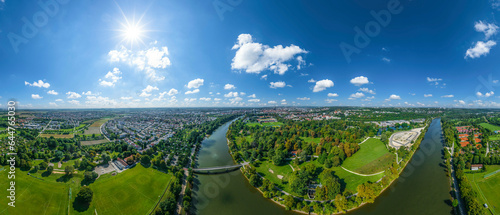 Ulm und Neu-Ulm rund um die Friedrichsau an der Donau, 360° Rundblick