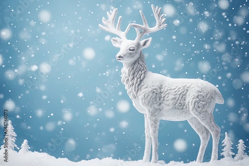 white deer in winter forest, christmas background white deer in winter forest, christmas background reindeer in the forest