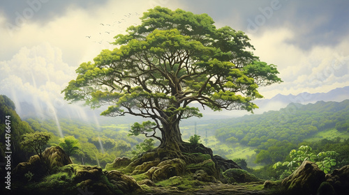 traditional tree in local forest real beauty painting