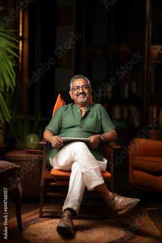Indian man sitting on chair