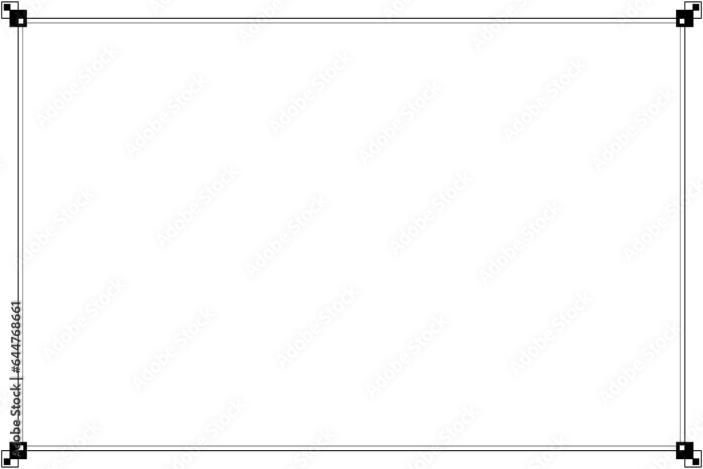 Frame of border shape. Design corner element square black on white background. Design print for illustration, textile, texture, card, greeting, background. Set 4 Frame of border shape. Design corner element square black on white background. Design print for illustration, textile, texture, card, greeting, background. Set 4